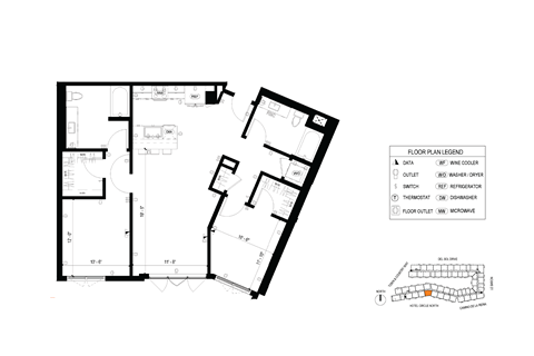 Floor plan for 2 beds, 2 baths, 1150 sqft